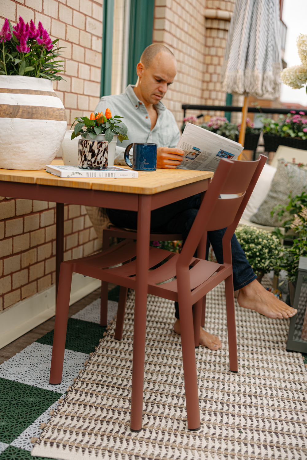 Nox café table Zin Red/Bamboo