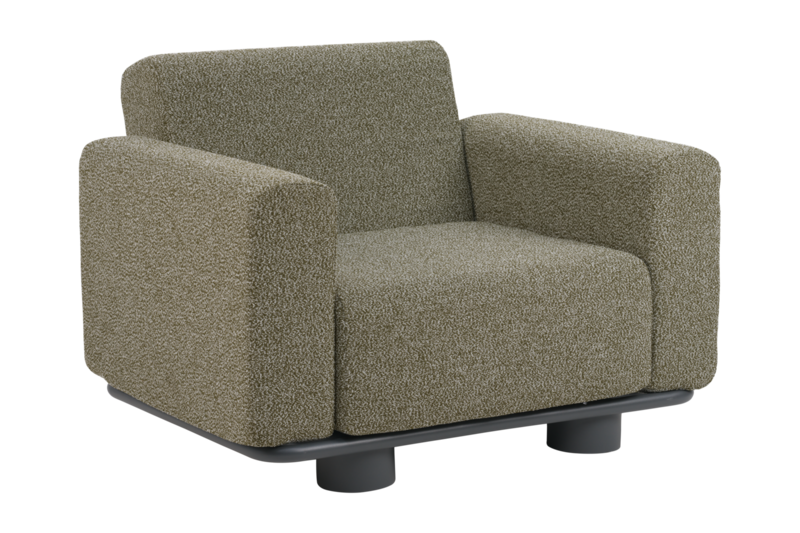 Bolster armchair Anthracite/Teddy Verde