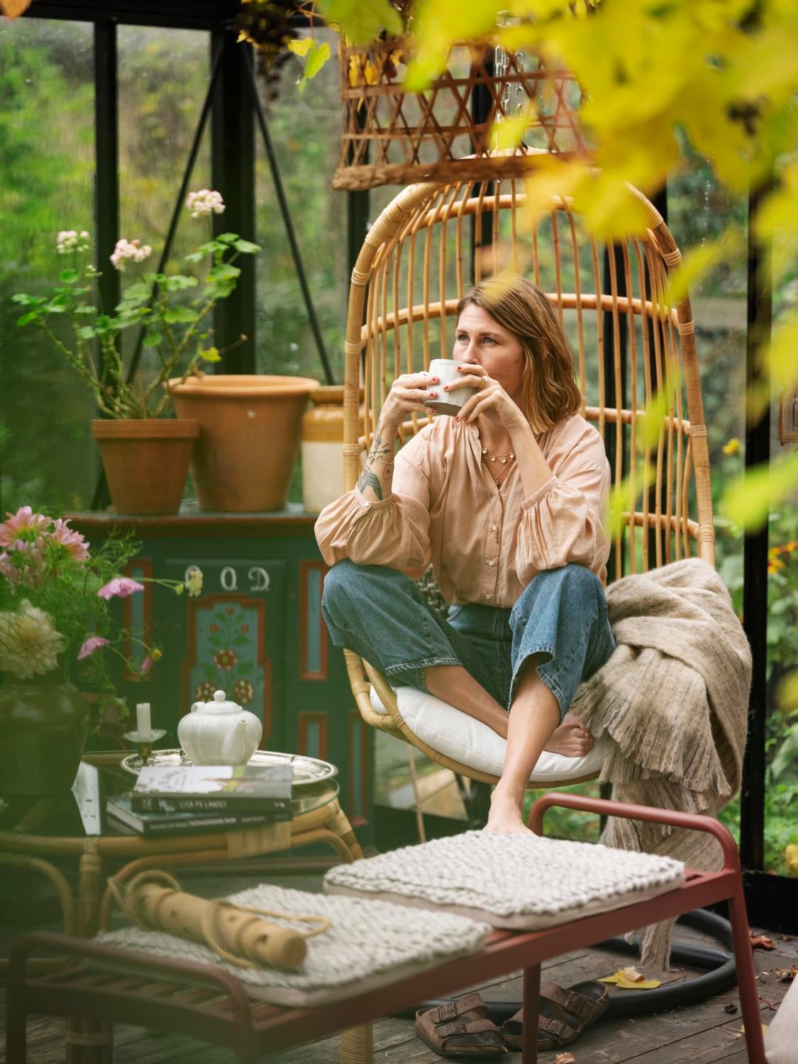 Vallda hanging swing Natural colored/white