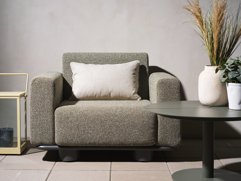 Bolster armchair Anthracite/Teddy Verde