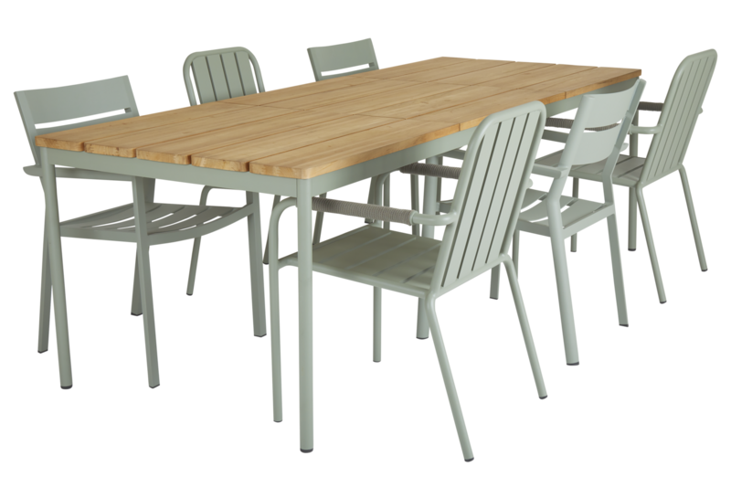 Nox dining table Dusty Green/teak