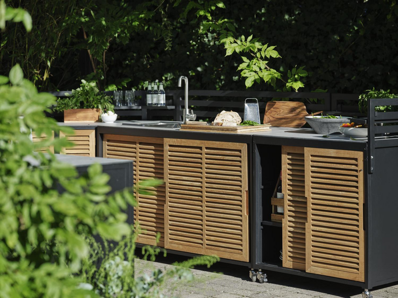 Fornax outdoor Kitchen Black/teak