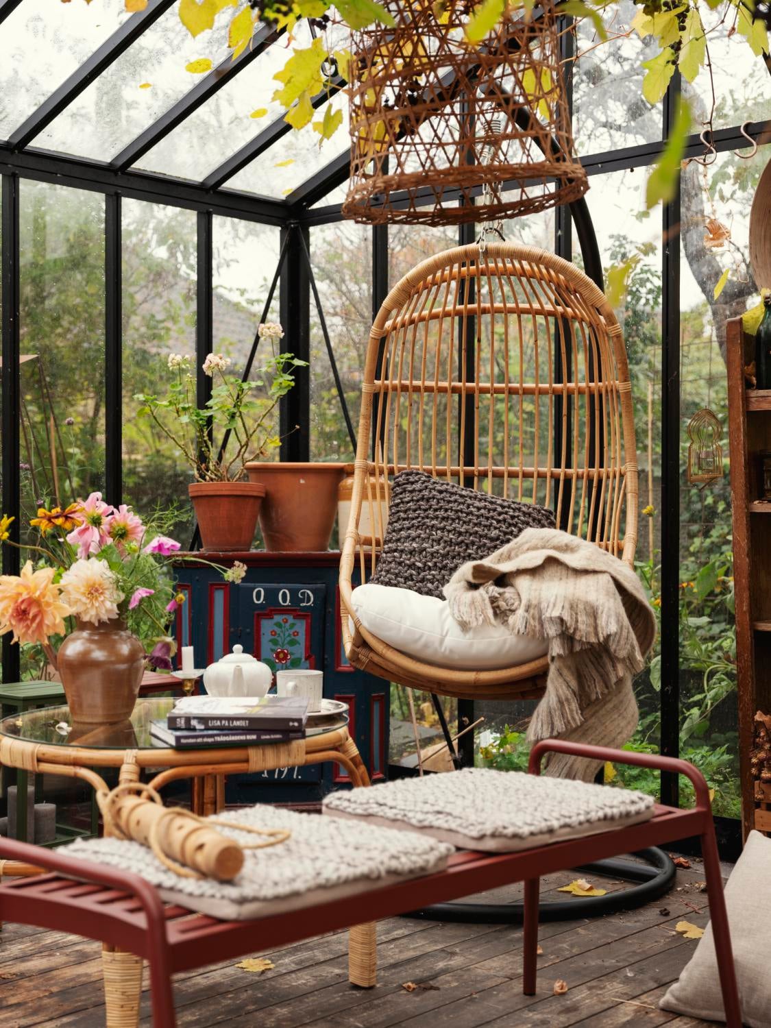 Vallda hanging swing Natural colored/white