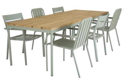 Nox dining table Dusty Green/teak